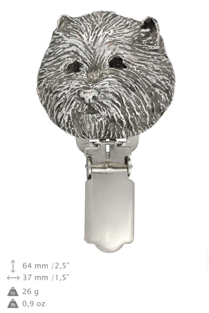 West Highland White Terrier, Westie, Westy – Brooch with a clip, holder for a start number – Design 01 | Art-Dog