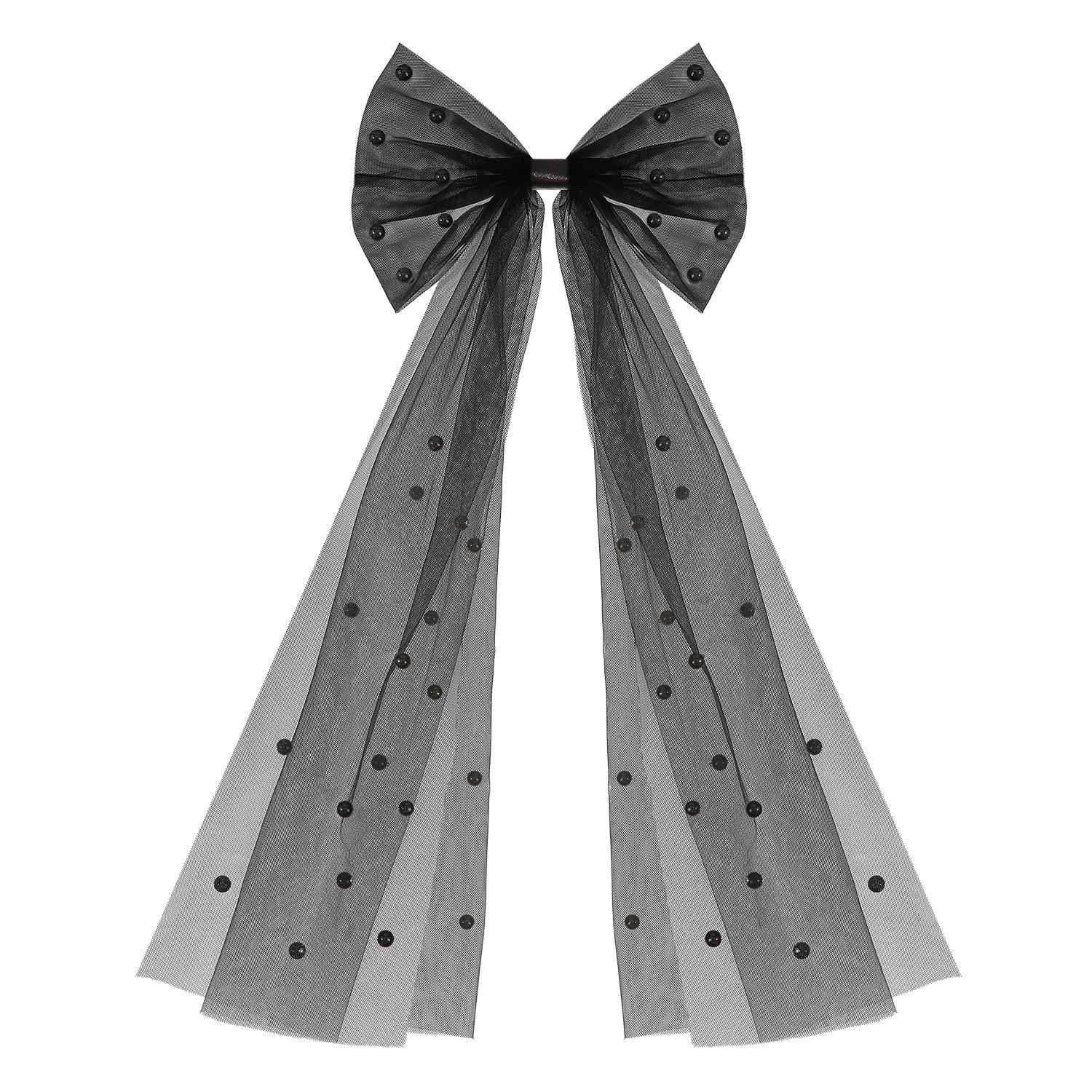 

Pearl Bow Headband & Hair Clip Set with Ribbon - Perfect for Weddings & Parties чёрный