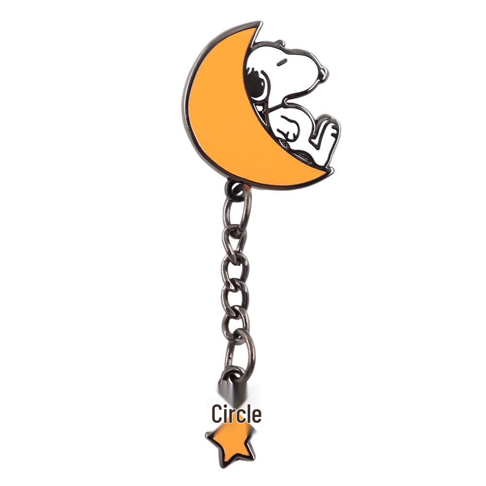 Белая эмалевая брошь Бигль и Желтая Птица - Мультяшная булавка Луна и Звезда Подарок жёлтый