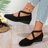 Comfortable Soft Sole Women's Crisscross Strap Wedge Shoes, All-Match Slip On Dance Commuter Work Shoes