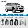 Door Mirror Cover With LED For Toyota Prado FJ120 2003-2009 Pearl White Carbon Fiber Chrome Silver Car Decoration Styling
