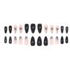 Halloween Spider Web Nail Tips Long Teardrop Shape Black Gothic Press-On Nails Women