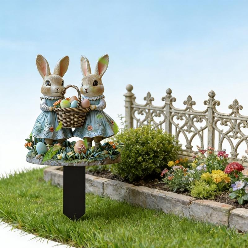 Weather Proof Acrylic Rabbit Lawn Sign Animal Stake Perfect For Easter Party Decorations And Garden Display