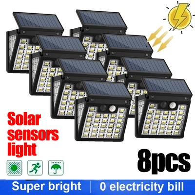 8 ks Venkovní solární nástěnné světlo Senzor pohybu Solární pouliční lampy Vodotěsné 3 režimy Pro zahradu, dvůr, krajinnou dekoraci Osvětlení