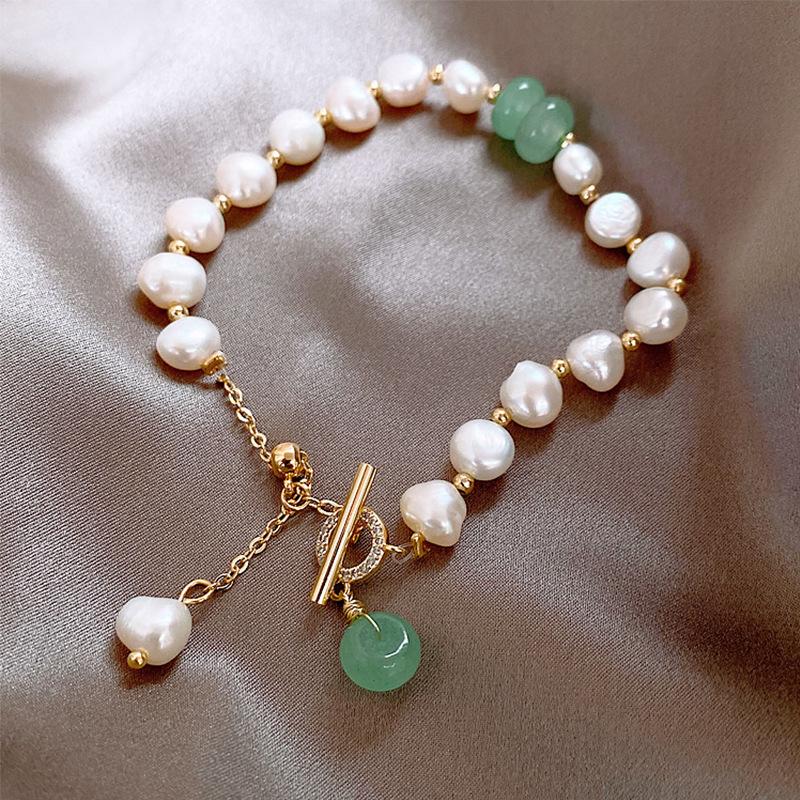 Exquisite Green Color Beads Pearl Pendant Bracelet For Women Crystal Chain Bracelets Bangles 2023 Trend Custom Jewelry