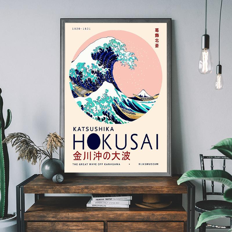The Great Wave Off Kanagawa Poster Mt Fuji Print Wall Art Picture Vintage Japanese Artwork Canvas Paintings Home Wall Decoration