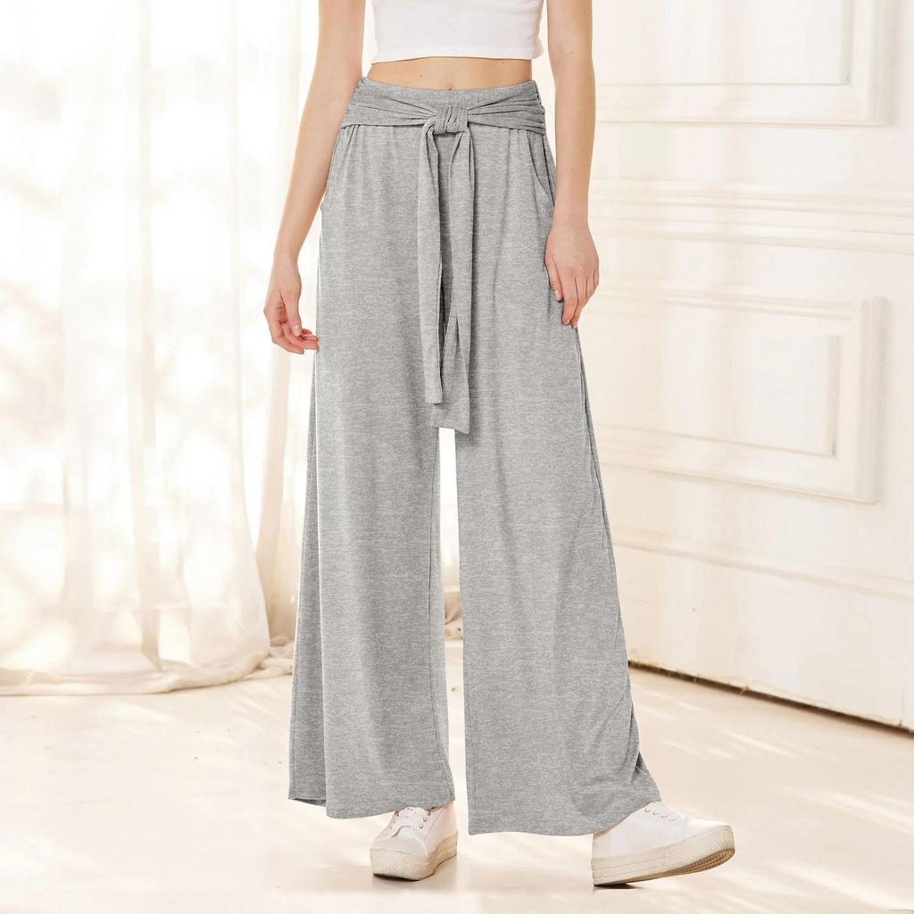 Winter Solid Color Hanging Lace-up Wide Leg Pants with Soft and Comfortable Yoga Pants Women