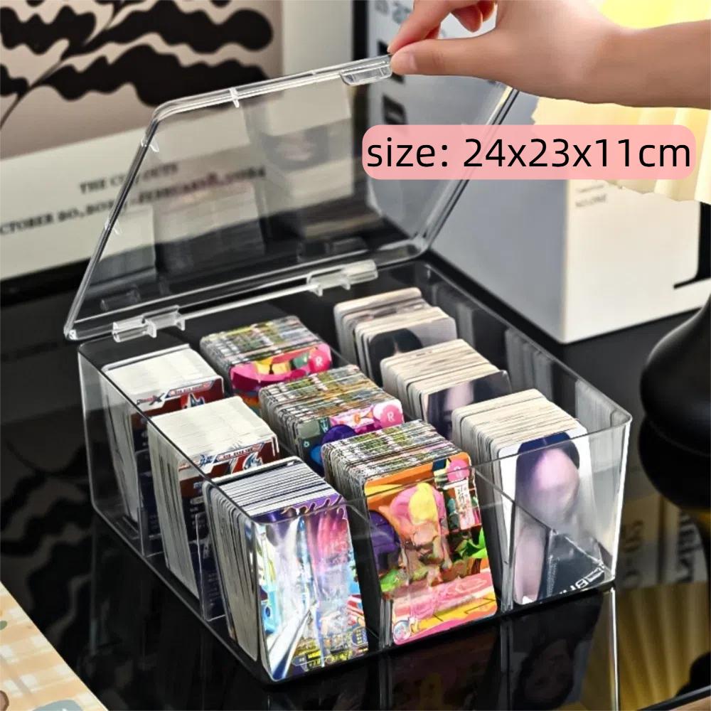 Transparent Acrylic Storage Box Acrylic 2/8/9/12 Grids Clear Display Box Large Capacity Dustproof Cover Photo Card Organizer