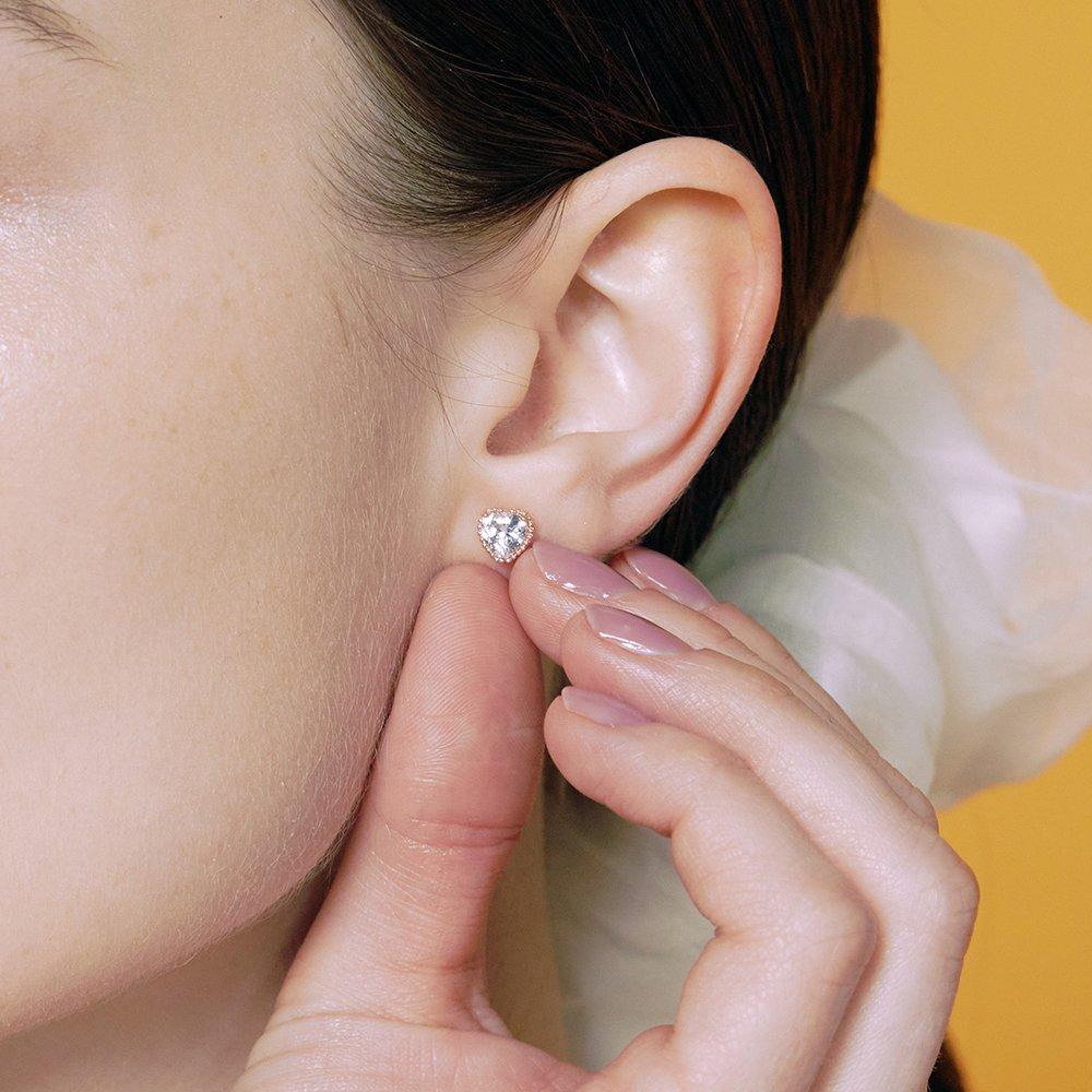 [Rosemont] Silver Heart Earrings Rc24B06J