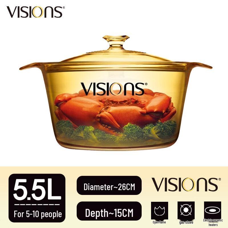 

Corning VISIONS 5.5L Transparent Glass Stew Pot