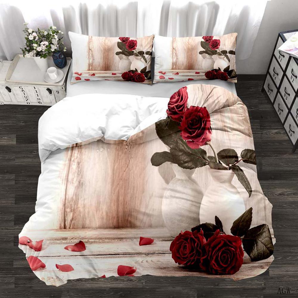 Rose Romantic Flowers Duvet Cover - Floral Theme, Ideal Valentine's Day Gift for Couples