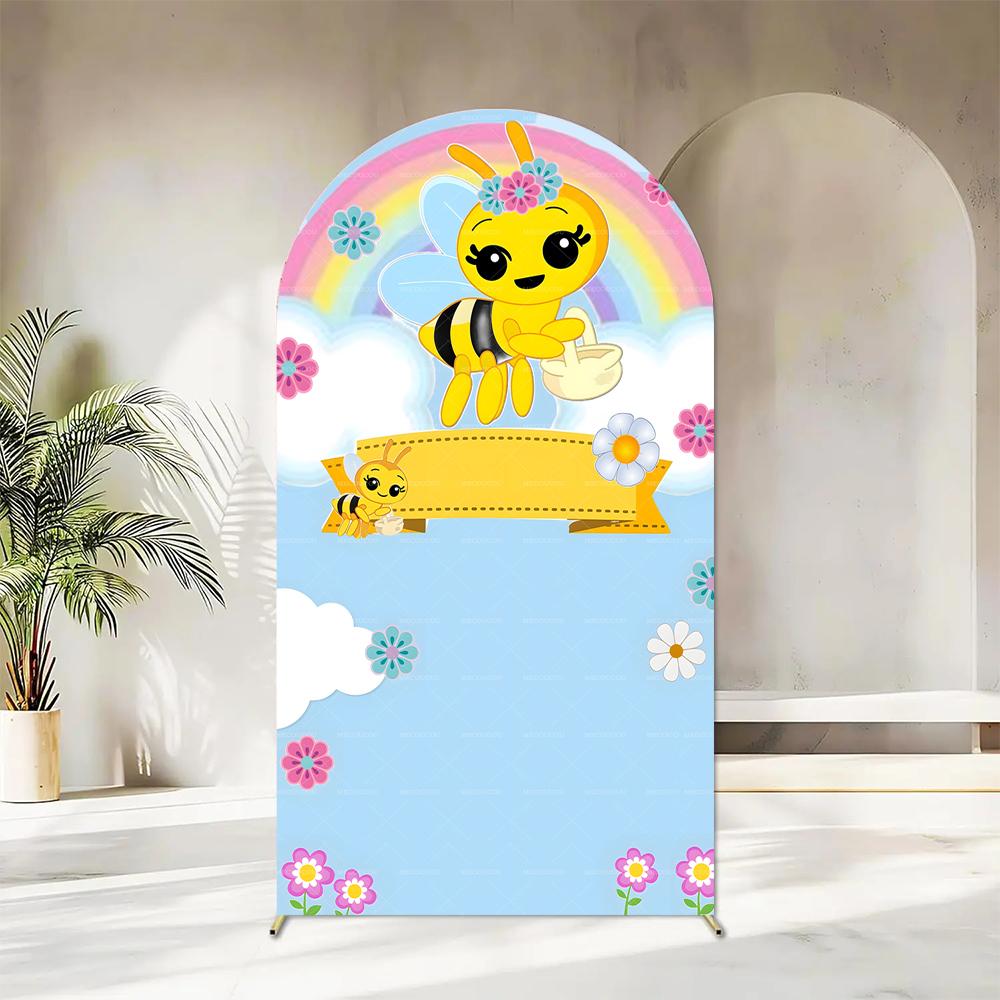 

BEPAN Cartoon bee collecting honey theme background cover customizablechildren s birthday party decorationbaby shower background props 1.6x3.9ft(50x120cm)