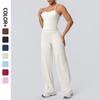 Women's Sleek Yoga Outfit: Cross-Strap Tank & Wide-Leg Pants