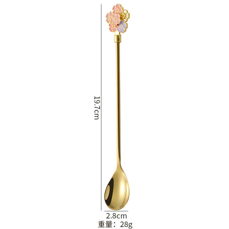 Creative Stainless Steel Spoon Cherry Blossoms Spoon Coffee Dessert Spoons Christmas Gifts Tableware Decoration Tea Spoons