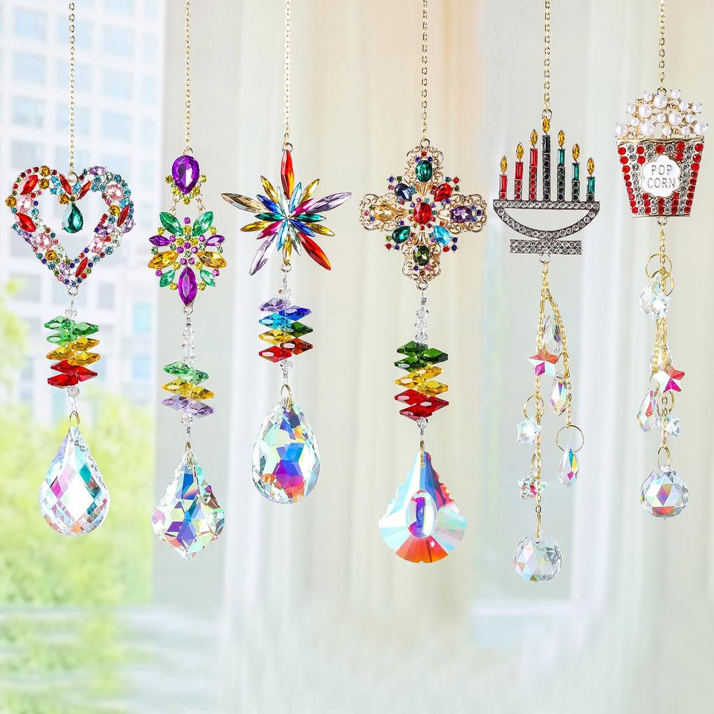 Colorful Crystal Suncatcher Hanging Rainbow Maker Prism Sun Catcher Ornament For Garden Window Outdoor Home Decor Chakra Pendant