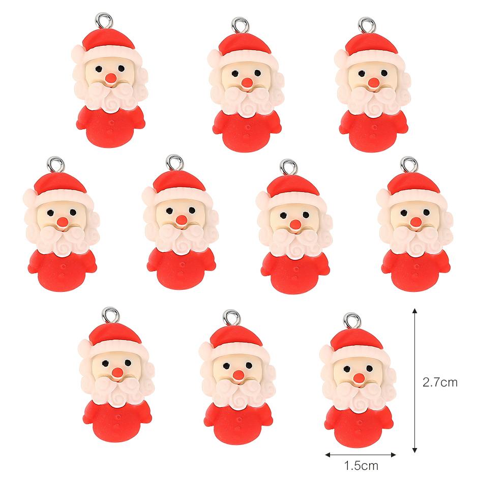 Christmas Resin Ornament Cute Santa Gingerbread Man Hanging Pendant for DIY Craft Jewelry Keychain Xmas Tree Decorations