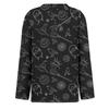 Women's Long Sleeve Round Neck Top with Halloween Print and Side Split Hem