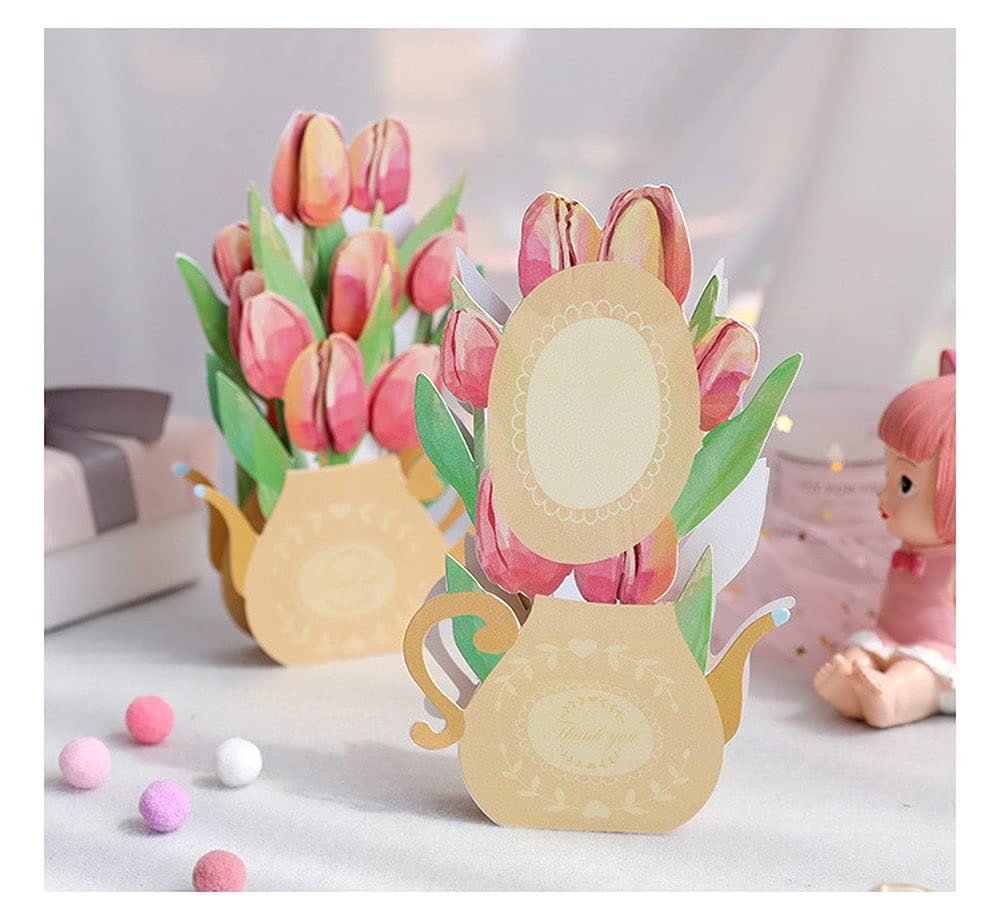 moin moin Message Card Set of 3 Envelope 3D Rose Card Envelope 2105me172 (Rose, Tulip, Hydrangea) / Included, Greeting, Pop-Up Stand, Vase, / +