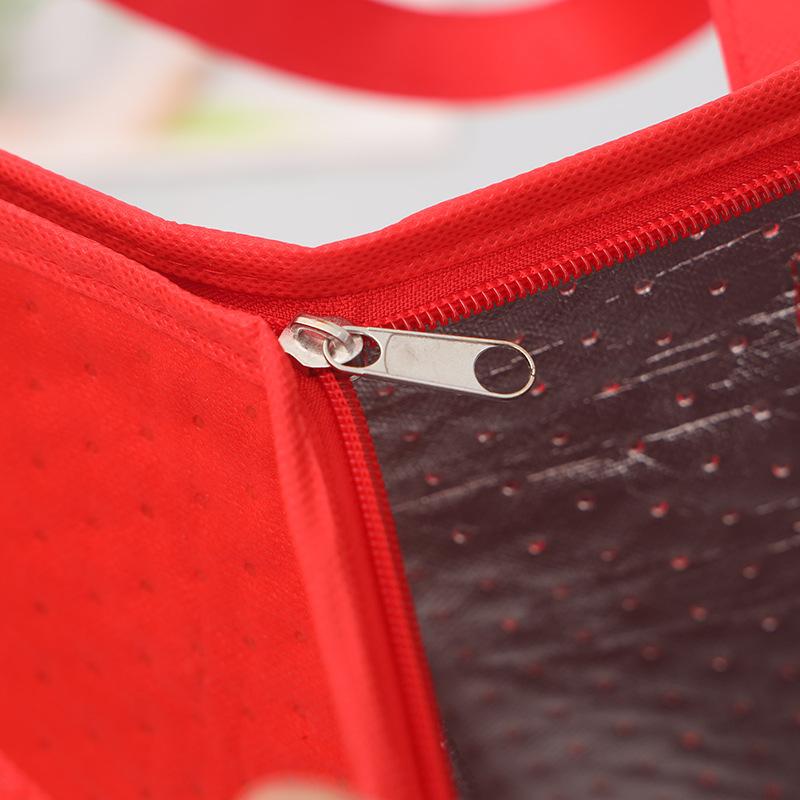 Teksturert prikk Ikke-vevd isolasjonspose Fortykket aluminiumsfolie Termisk matvarepose Håndholdt grillkjøleelement Gjenbrukbar isolert handleveske