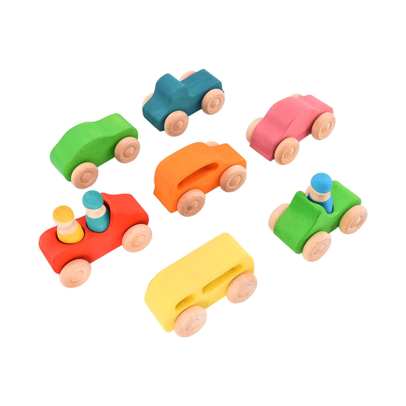 Wooden Toy Car Cartoon Wooden Dolls Educational Toy for Children Beech Wood Car Blocks