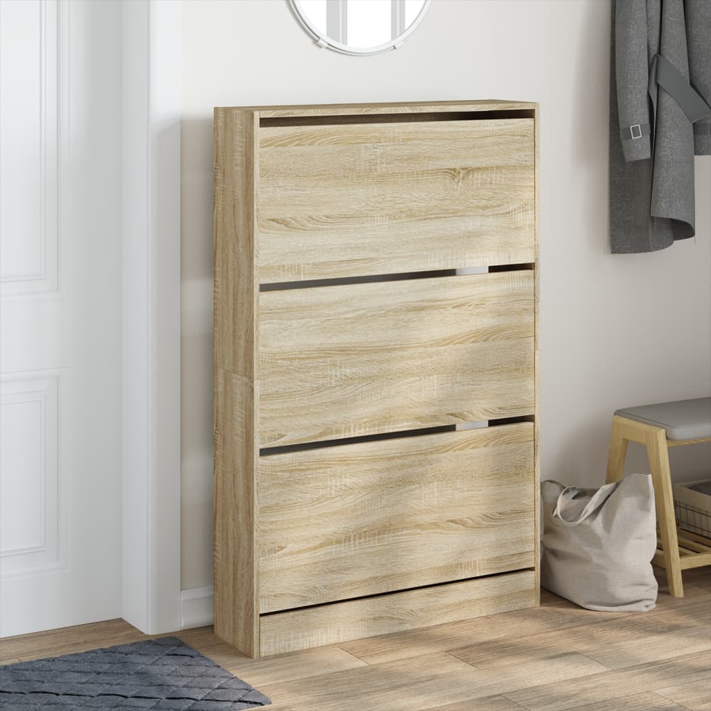 Shoe Cabinet in Sonoma Oak 80 x 21 x 125.5 cm Particleboard