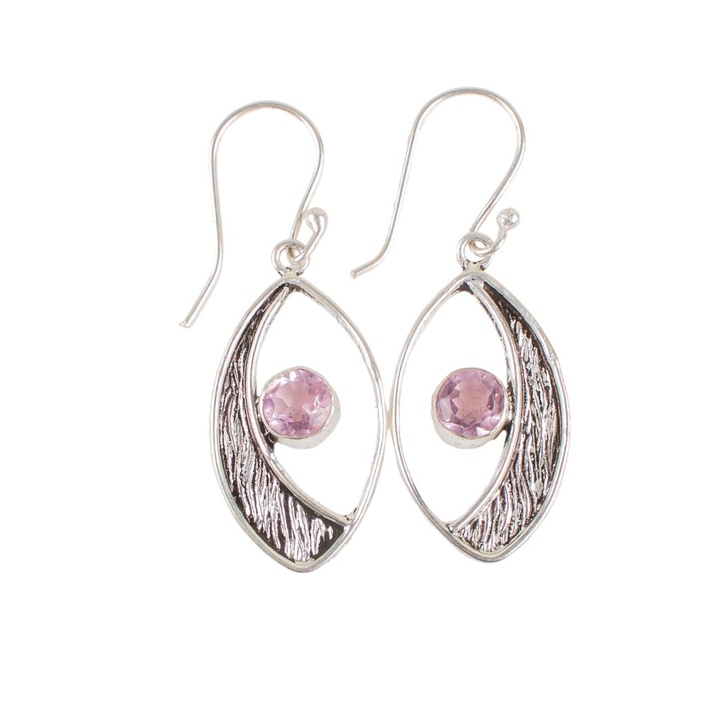 Morganite Gemstone 925 Sterling Silver Jewelry Handcrafted Dangle Earrings 1.60" EE-61-12
