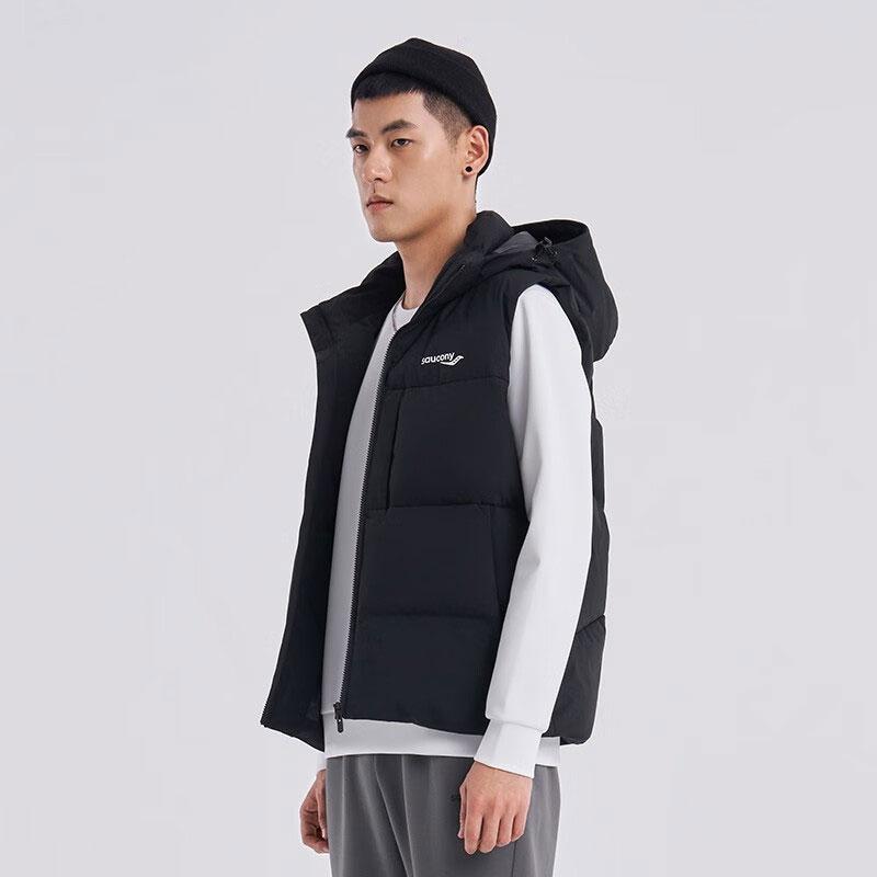 SAUCONY Gilet sportivo da corsa imbottito con cappuccio da uomo monocolore nero SC2220078-3