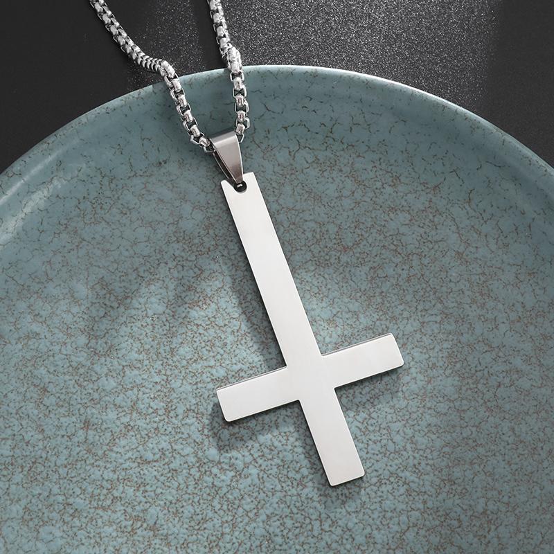 Vintage Christian Jesus Cross Stainless Steel Pendant Little Angel Prayer Necklace Men Women Faith Amulet Jewelry