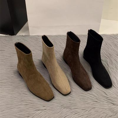 Fashion Autumn Winter Women Ankle Boots Low Heels Zipper Shoes Fashion Square Toe Comfortable Botas Zapatos De Mujer