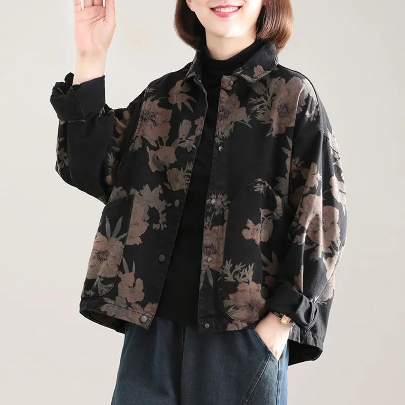 

Короткая куртка женская осенне-зимняя большого размера женская плюс бархатная свободная модная джинсовая с принтом топ S