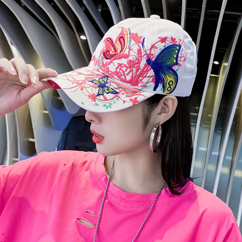 My Extreme Outdoor Activities Women's Embroidery Butterfly Baseball Cap For Lady Soft Cotton Snapback Sunscreen Hat Adjustable Outdoor Sports Golf Peaked Cap