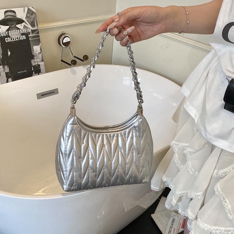 Exquisite Stylish Design Solid PU Square Shoulder Bags Diamonds High Quality Sense of Luxury Crossbody Bags for Women 2025 New