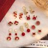 Year Of The Dragon Festive Chinese Style Diamond-Set Natal Year Earrings, Guochao Red New Year'S Blessing High-End Ear Buckles