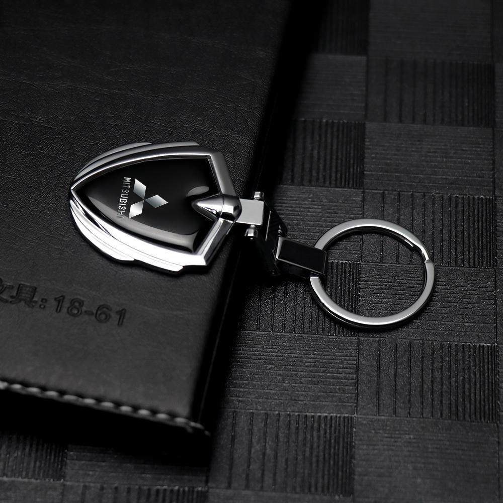 cyhk7 3D Metal Key Rings Car Logo Emblems Keychain Accessories For Mitsubishi 9 Ralliart X ASX L200 Colt Outlander Pajero Cross Triton