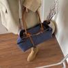 Hasp Closure Denim Shoulder Bag Patchwork Color Casual Tote Bag Simple Vintage Armpit Bag  Outdoor