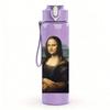 1PC Mona Lisa Classic Portrait 750ml Color Plastic Sports Water Bottle Leakproof Flip Straw Lid For Sports Office Home Use