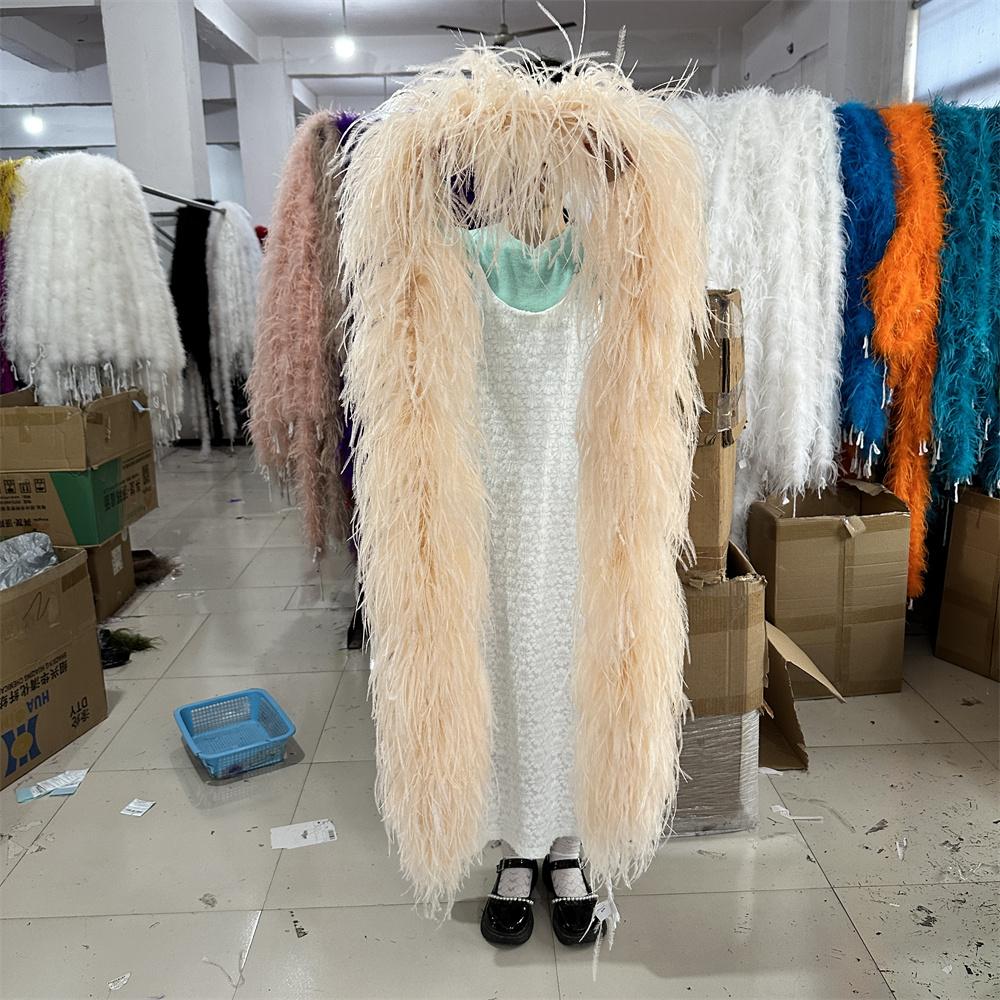 

DIY 6PLY Natural Ostrich Feather Boa for Sewing Costume Embroidery 0.5/1/2/3/4M Length Wedding Carnival Dress Decoration Craft 6PLY 0.5M