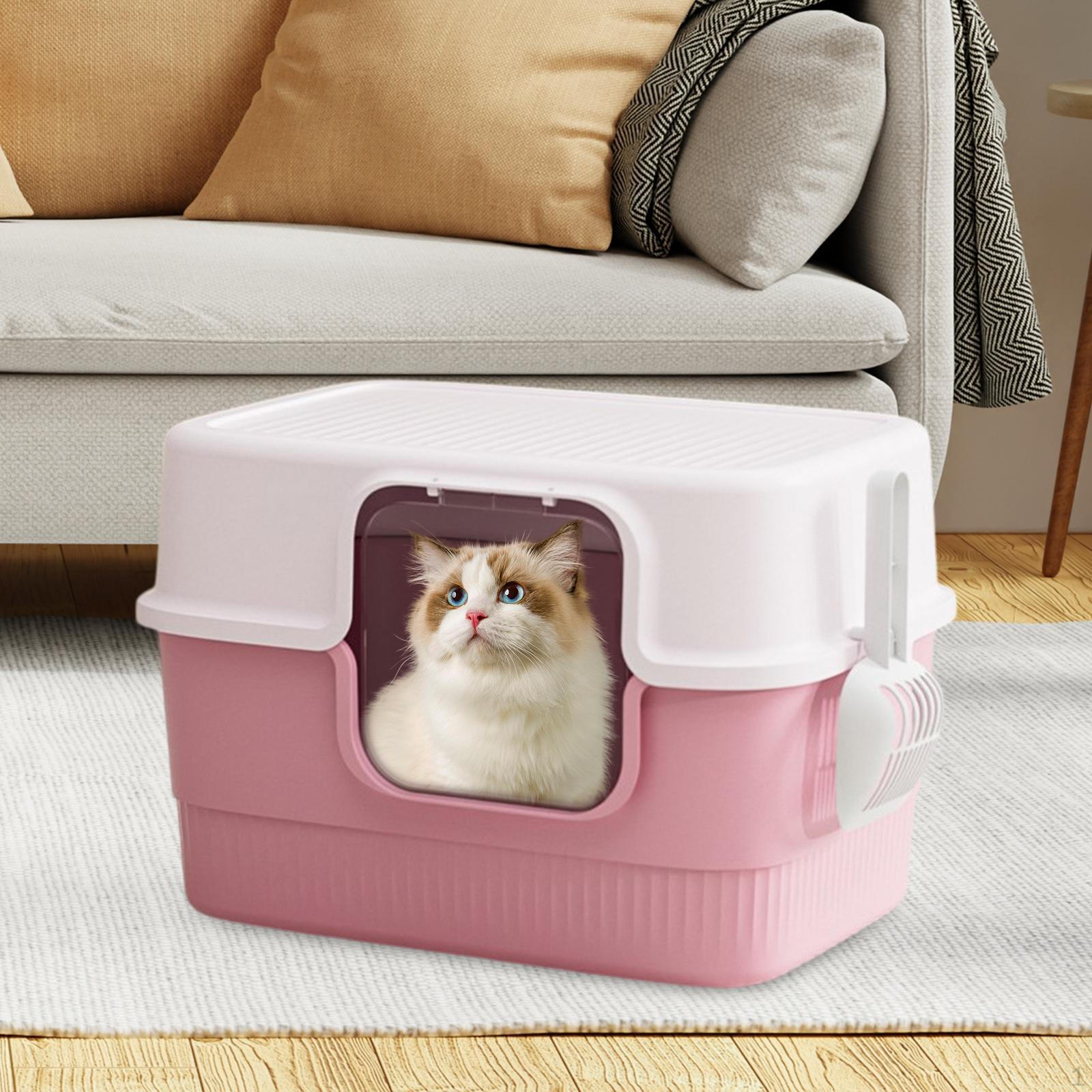 

Полностью закрытый кошачий туалет, туалет для домашних животных, песочница, лоток для мелких домашних животных розовый