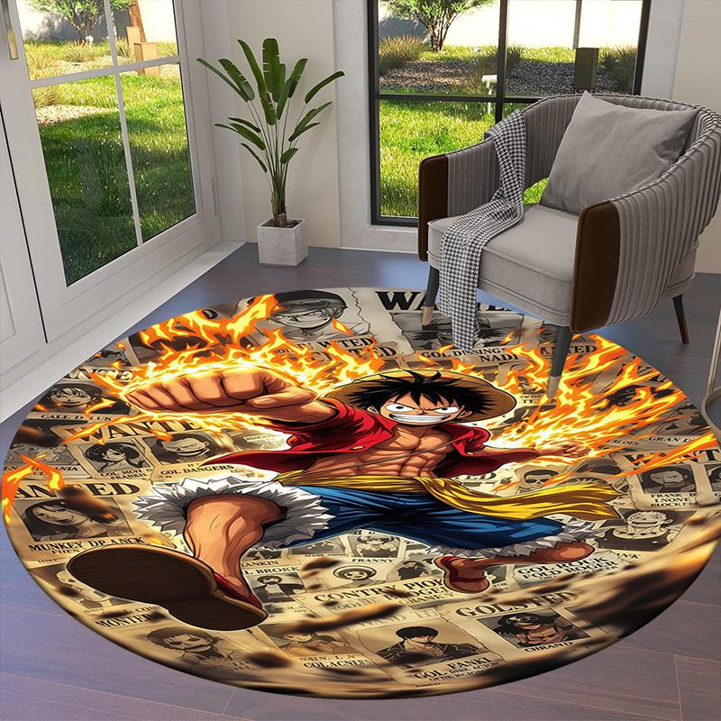 One Piece Monkey D Luffy Round Area Rug Carpet Rug For Living Room Bedroom Sofa Playroom Decor Nonslip Floor Mat