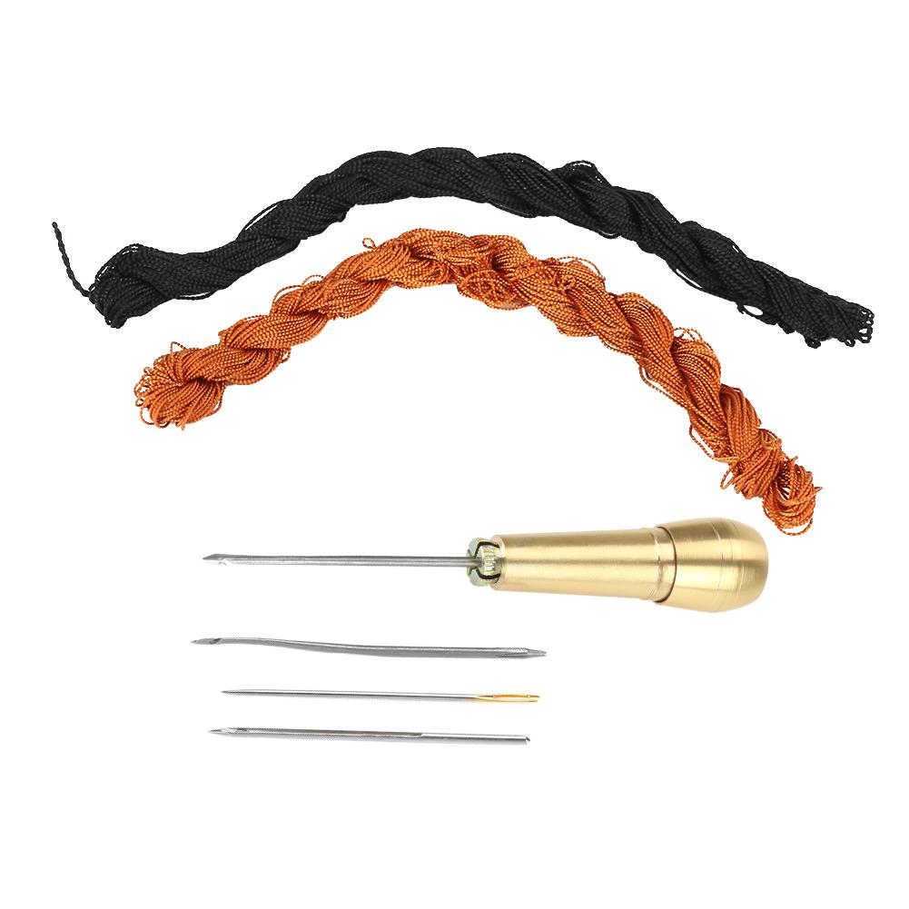 18m Black Brown Lines Threads for DIY Shoes Repair with Hook Needles Sewing Awl Kit