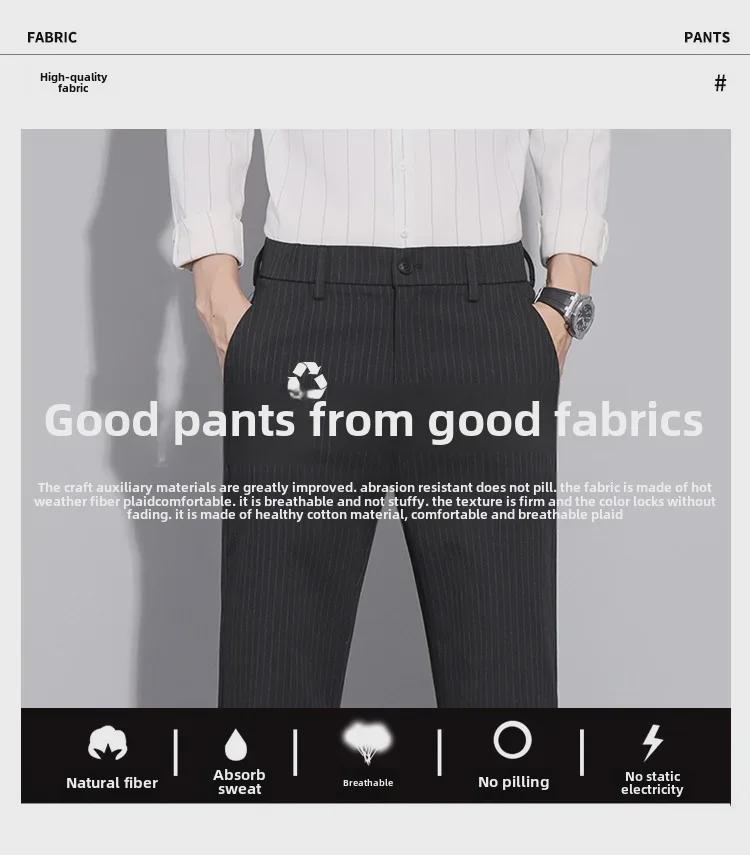 Pantaloni Casual de Primăvară pentru Bărbați, Slim-Fit, cu Dungi, Lungime Nouă Puncte