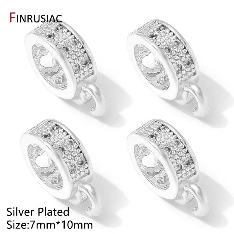 

14/18K Gold Plated Round Pendant Pinch Bail,Inlaid Zircon Pendant Bail Connector For DIY Necklace Making Accessories 3 pieces