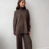 Fashion Wind Autumn and Winter Loose Knitting Sweater Pants Suit Knitted Sweater and Pants Set
