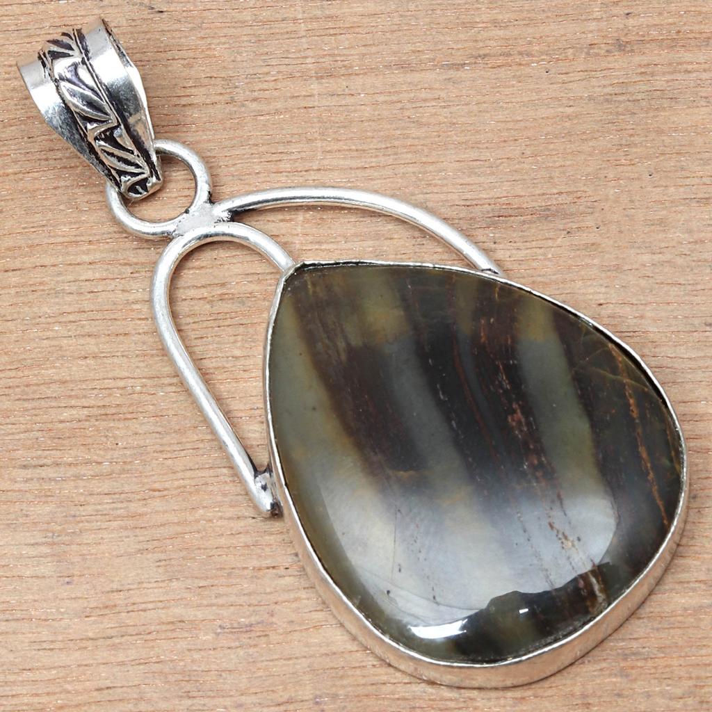 Pendant Owyhee Blue Opal Gemstone Valentine'Day Ethnic Silver Jewelry 2.25"