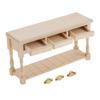 1:12 Miniature Table European Style Rectangular Table with 3 Drawers Wooden Dollhouse Furniture for Doll House Living Room Decor