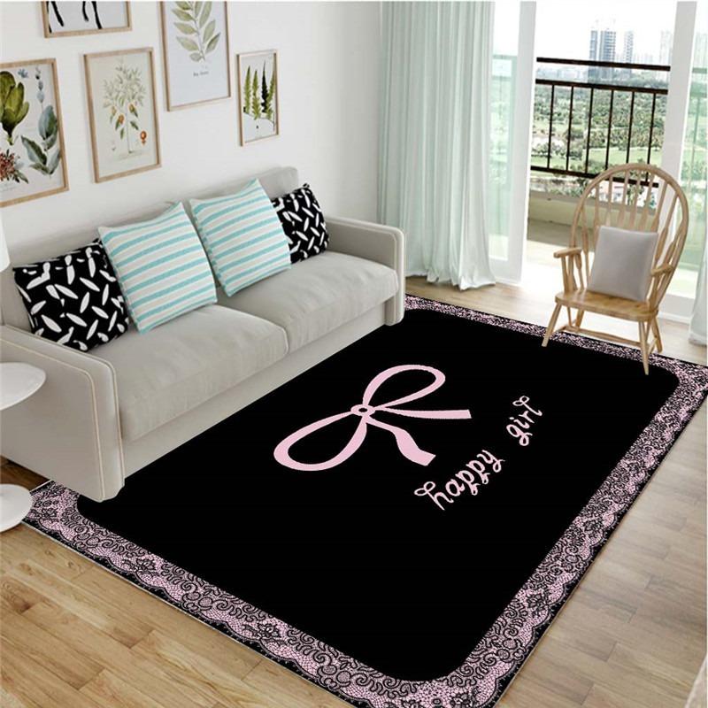Simple black and white home personalized carpet, living room, bedroom, coffee table, floor mat, household washing mat