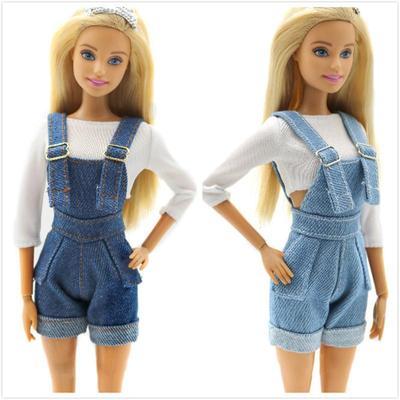30cm Dools Ręcznie robiony kombinezon dżinsowy z białą koszulą Lalki Akcesoria Moda Prezenty dla dzieci Zabawki