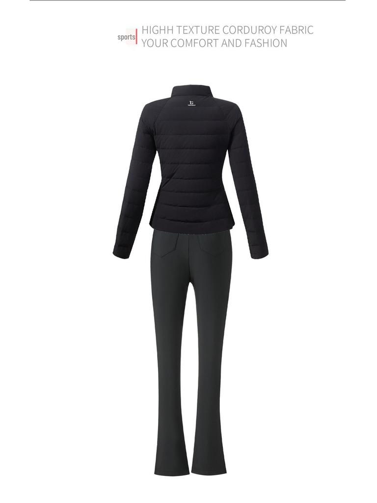 TASHI GOLF Women's Winter Warm Slimming Down Jacket & High Waist Fleece Pants Set