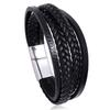 Men's Minimalist Multi-Layer Woven Leather Bracelet with Magnetic Buckle - European and American Style, Imitation Cowhide