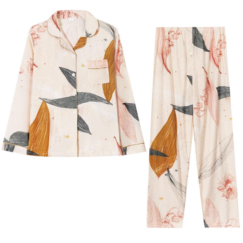 Damen Übergröße Langarm Pyjama Set - Frühling, Sommer, Herbst Homewear